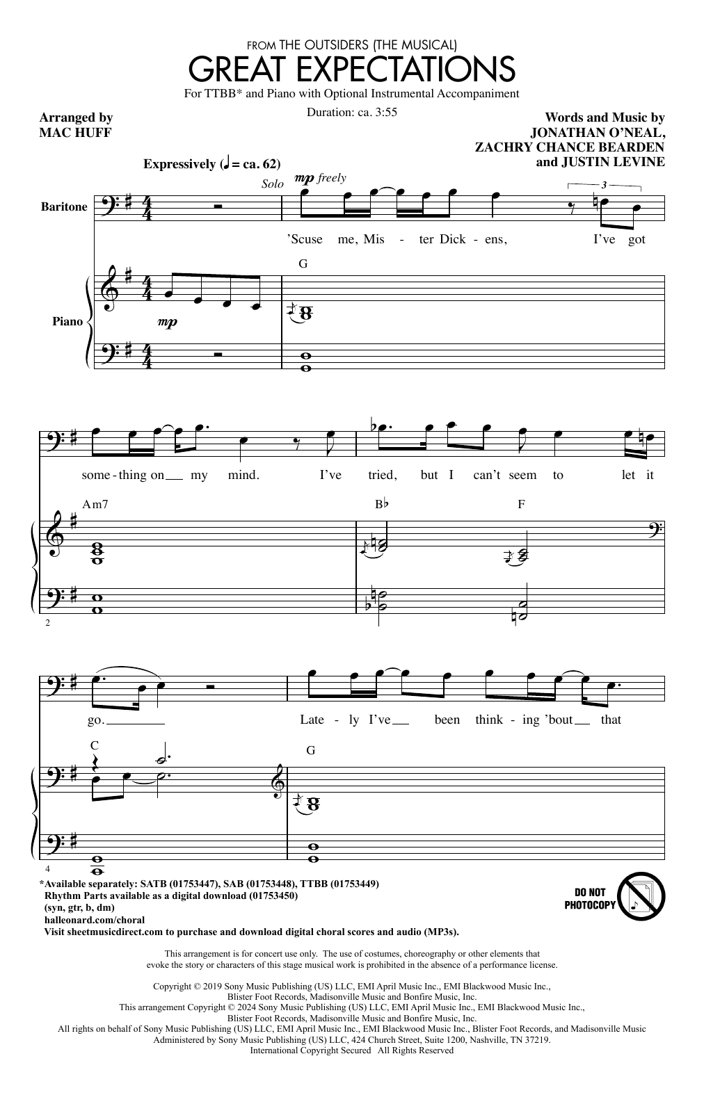 Produktgalerie: Seite 1 von 1 Great Expectations (from The Outsiders) (arr. Mac Huff), Jonathan Clay, Zach Chance & Justin Levine, Chor