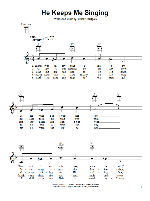 Product gallery: Page 1 of 1 He Keeps Me Singing, Luther B. Bridgers