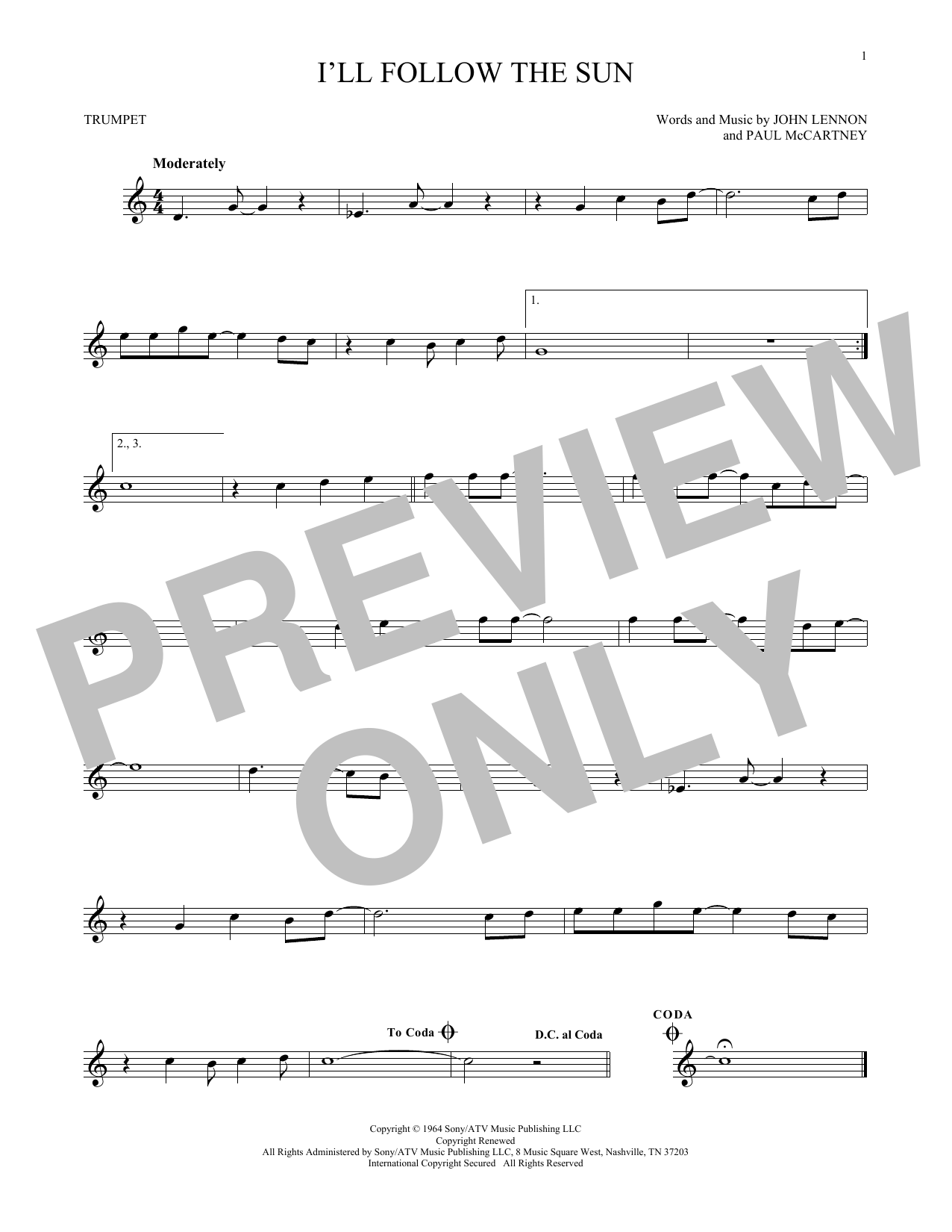 Produktgalerie: Seite 1 von 1 I'll Follow The Sun, The Beatles, Trompete