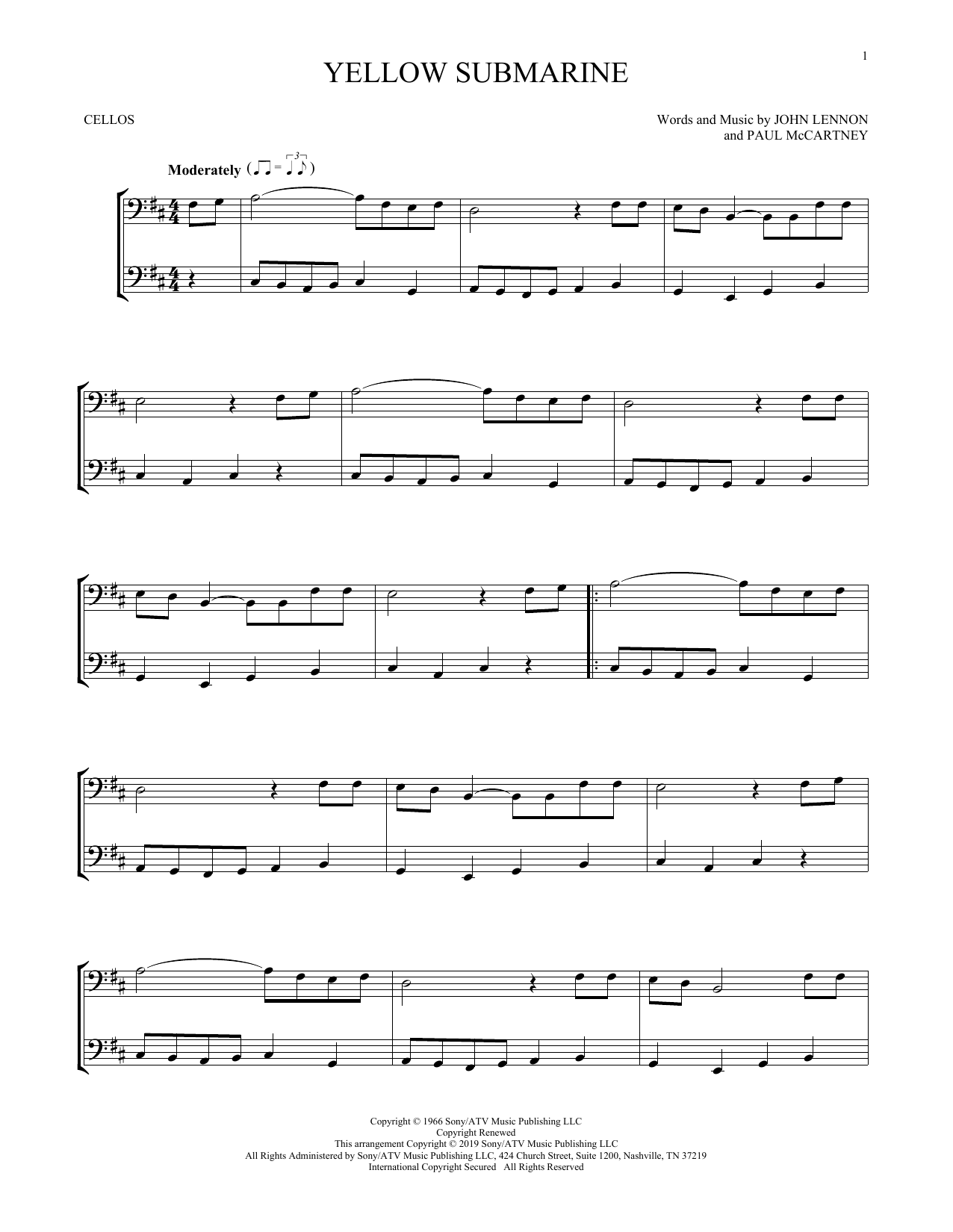 Produktgalerie: Seite 1 von 1 Yellow Submarine, The Beatles, Violoncello