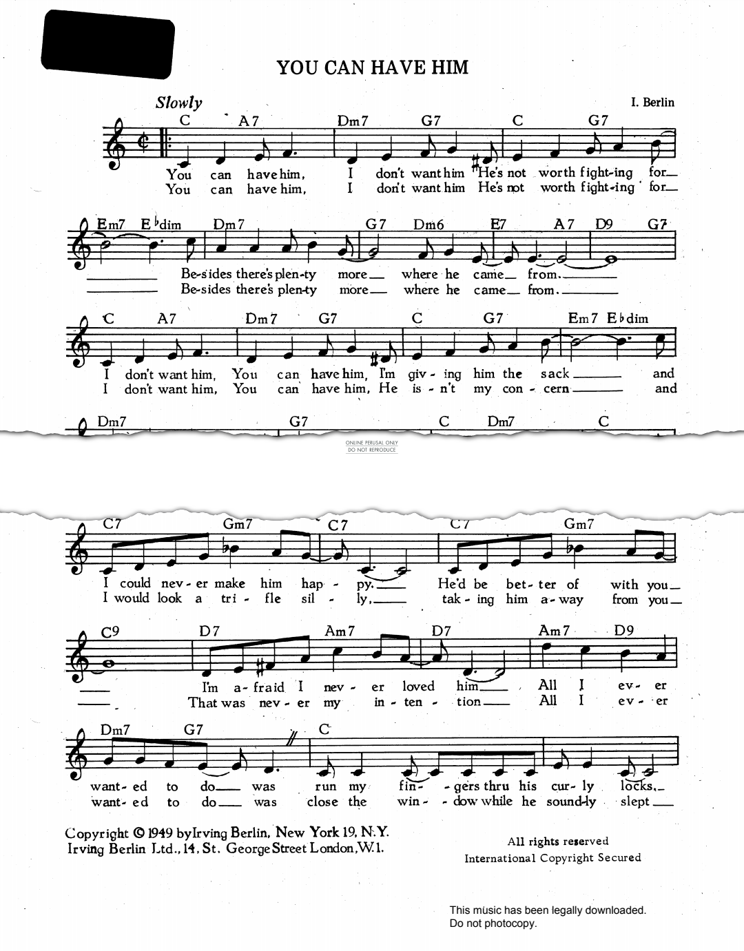 Product gallery: Page 1 of 1 You Can Have Him, Irving Berlin
