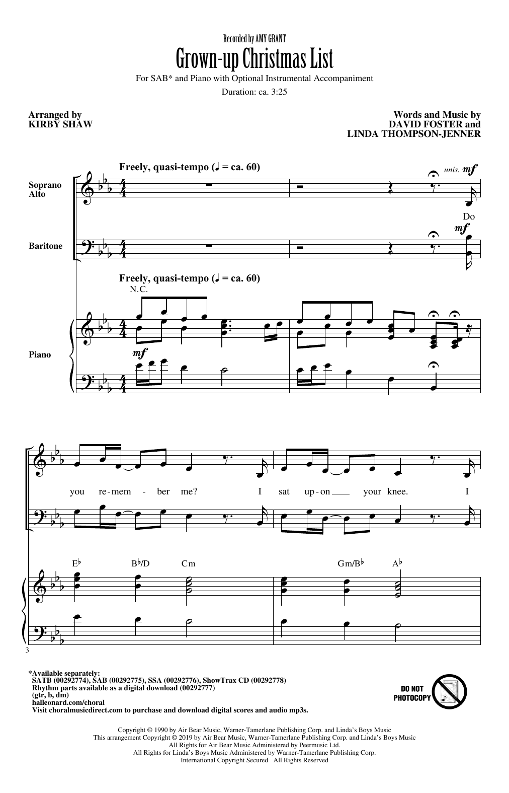 Product picture to: Grown-Up Christmas List (arr. Kirby Shaw)