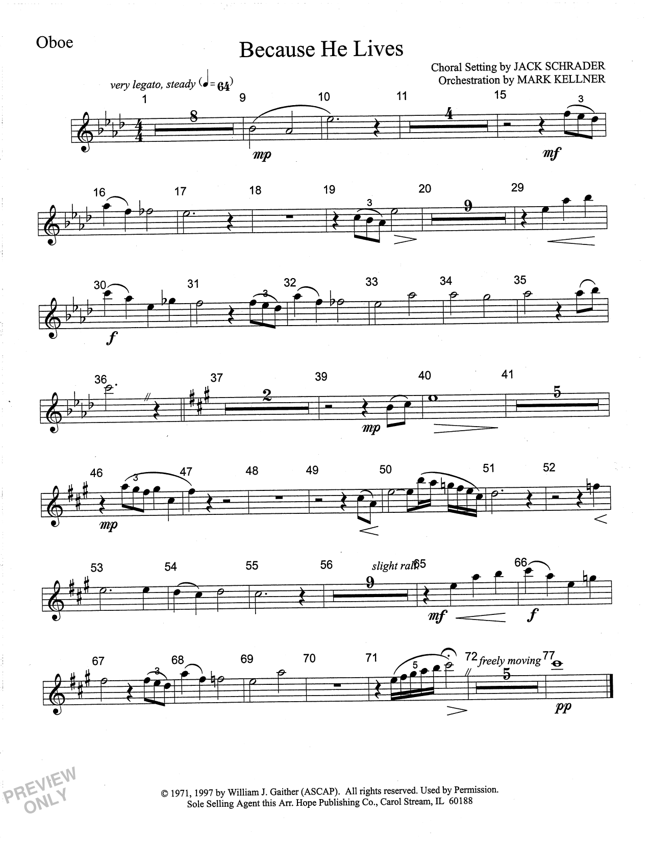 Product picture to: Because He Lives - Oboe