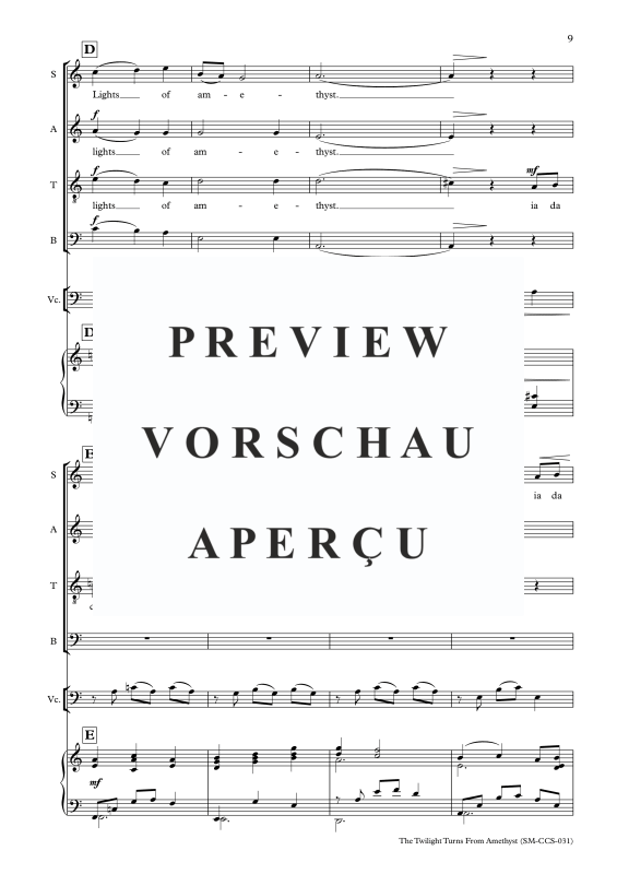 Produktgalerie: Seite 10 von 11 The Twilight turns from Amethyst, , Gemischter Chor, Cello und Klavier