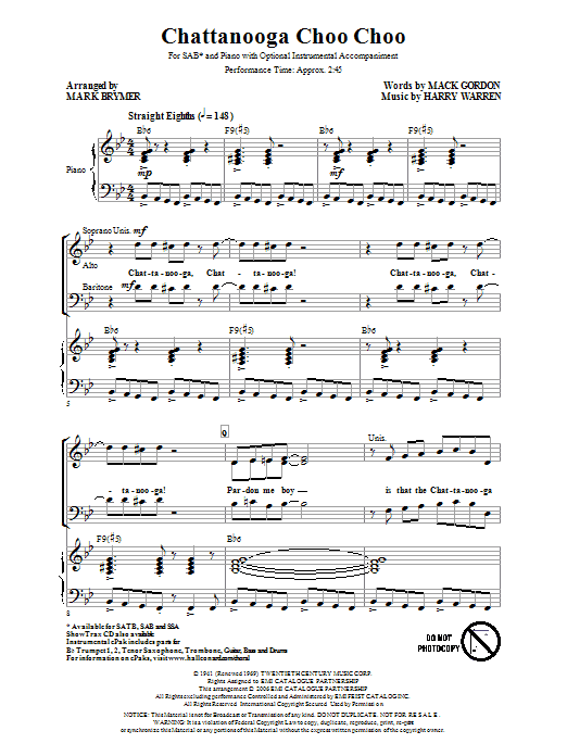 Produktbild zu: Chattanooga Choo Choo (arr. Mark Brymer)