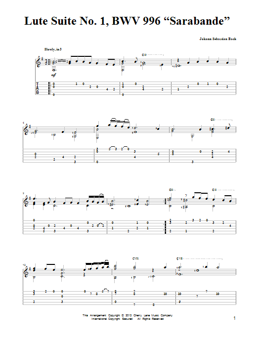 Produktbild zu: Lute Suite No. 1, BWV 996 "Sarabande"