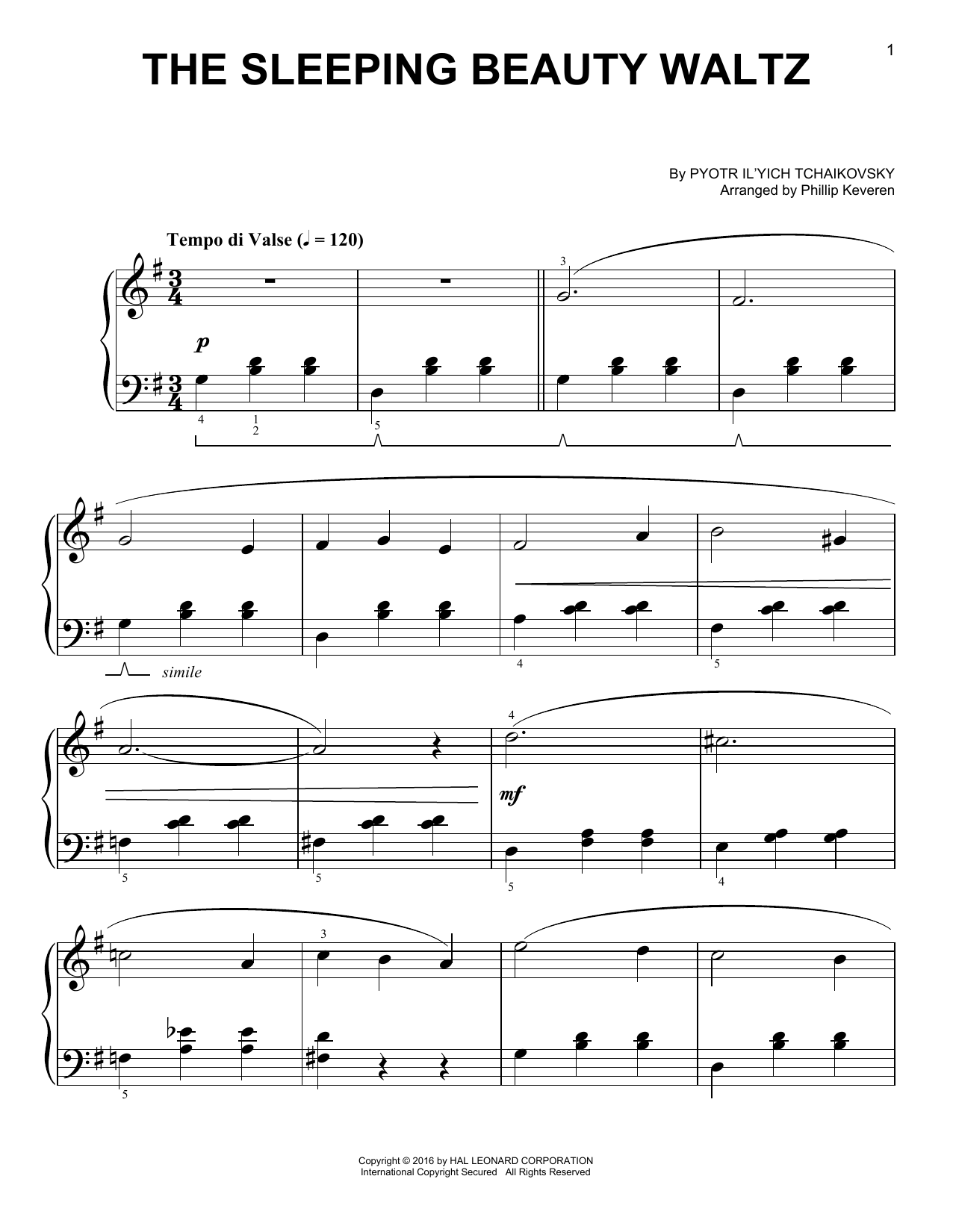 Produktbild zu: The Sleeping Beauty Waltz (arr. Phillip Keveren)