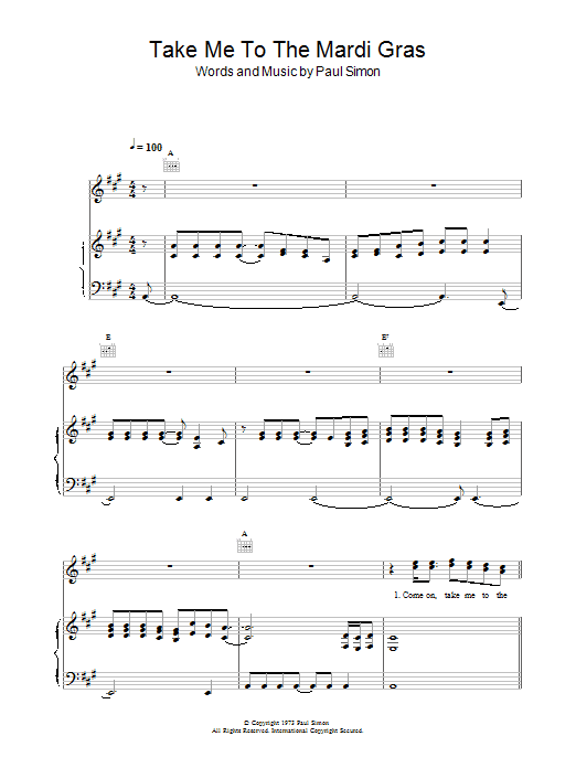 Produktgalerie: Seite 1 von 1 Take Me To The Mardi Gras, Paul Simon, Gesang, Gitarre, Klavier
