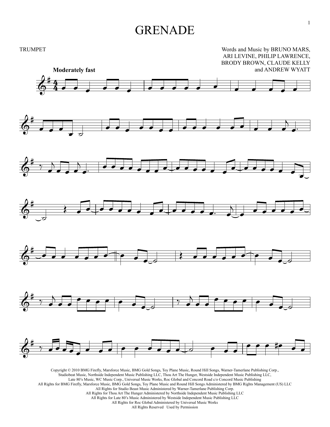 Produktgalerie: Seite 1 von 1 Grenade, Bruno Mars, Trompete