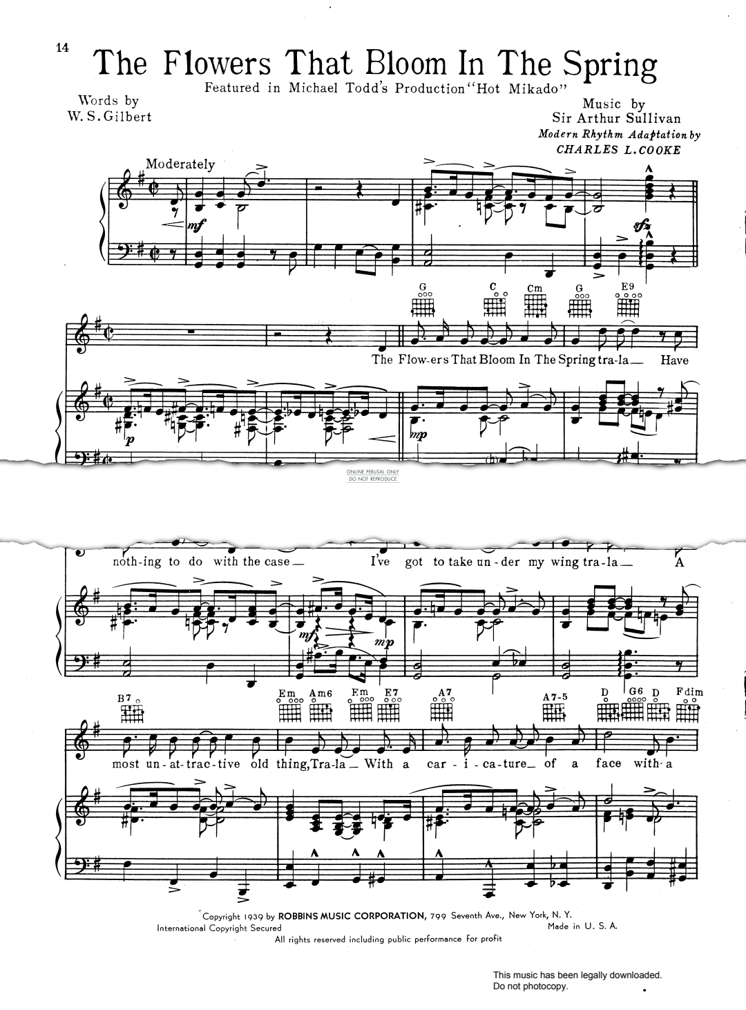 Product gallery: Page 1 of 1 The Flowers That Bloom In The Spring (from Michael Todd's 'Hot Mikado'), Arthur S. Sullivan