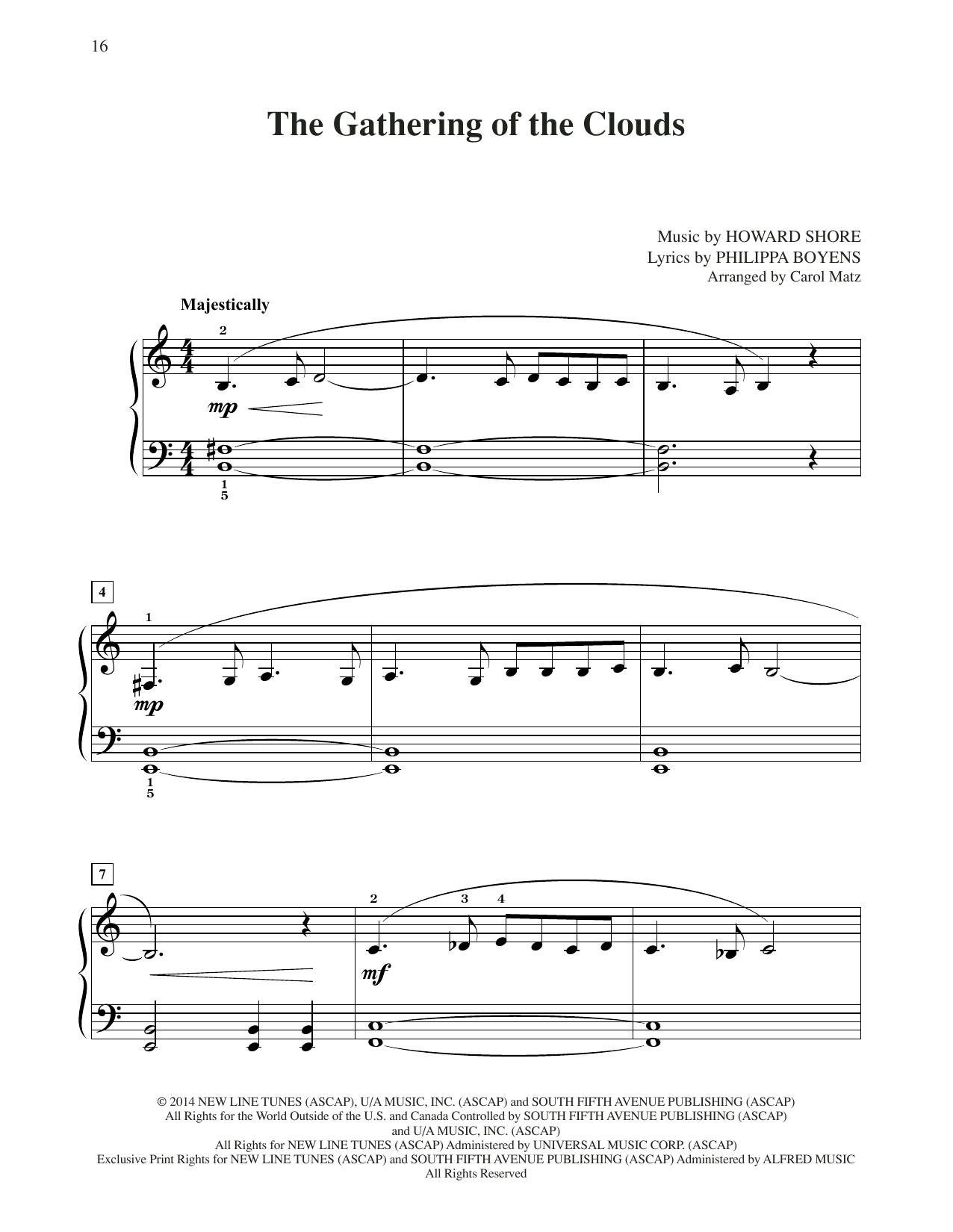 Produktbild zu: The Gathering Of The Clouds (from The Hobbit: The Battle of the Five Armies) (arr. Carol Matz)
