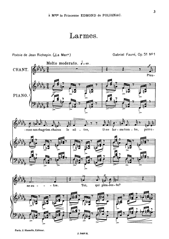 Product picture to: Larmes Op.51 No.1Gabriel Fauré