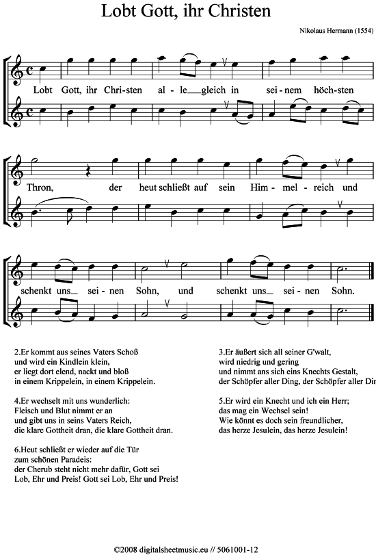 Product picture to: Lobt Gott, ihr Christen Weihnachtslied (sehr leicht)