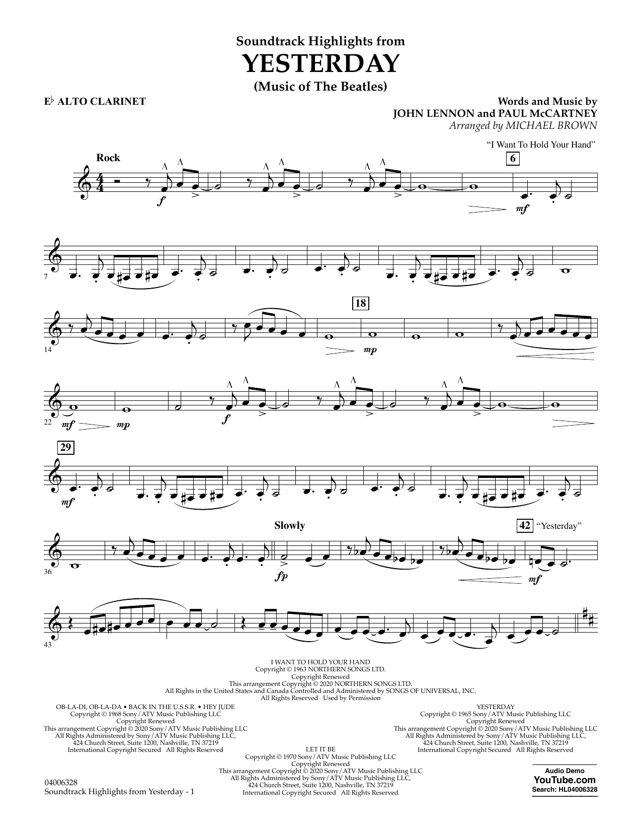 Produktgalerie: Seite 1 von 1 Highlights from Yesterday (Music Of The Beatles) (arr. Michael Brown) - Eb Alto Clarinet, The Beatles, Ensemble