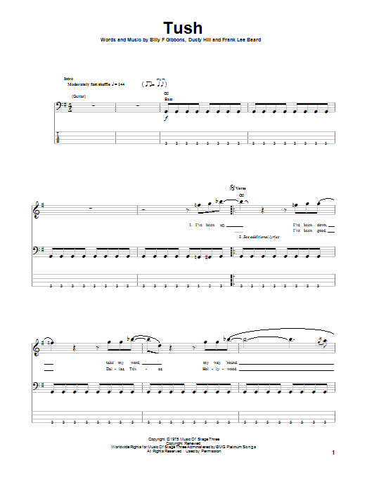 Produktgalerie: Seite 1 von 1 Tush, ZZ Top, E-Bass