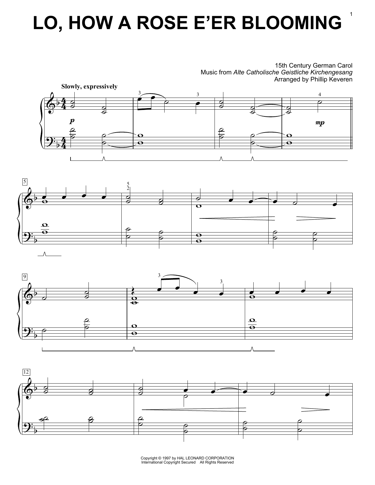 Product picture to: Lo, How A Rose E'er Blooming (arr. Phillip Keveren)