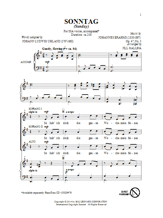 Produktgalerie: Seite 1 von 1 Sonntag, Jill Gallina, Chor