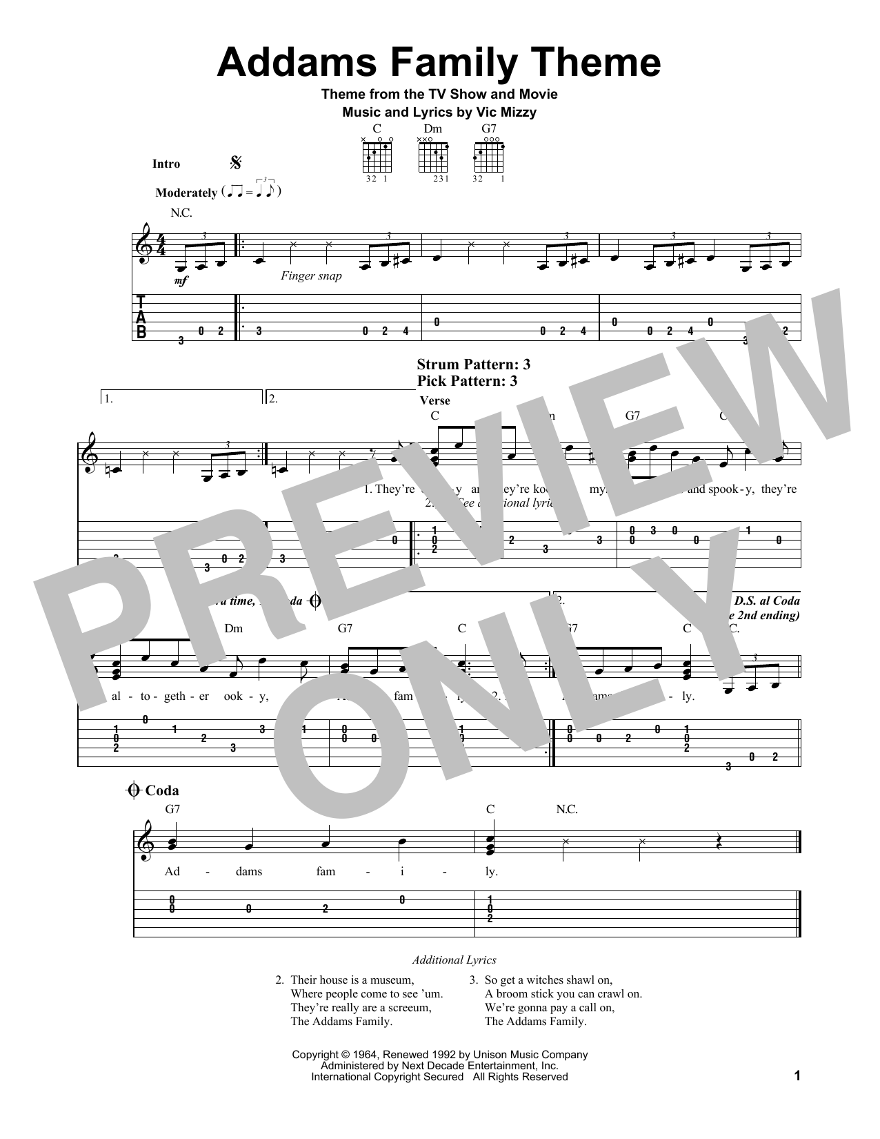 Product gallery: Page 1 of 1 The Addams Family Theme, Vic Mizzy