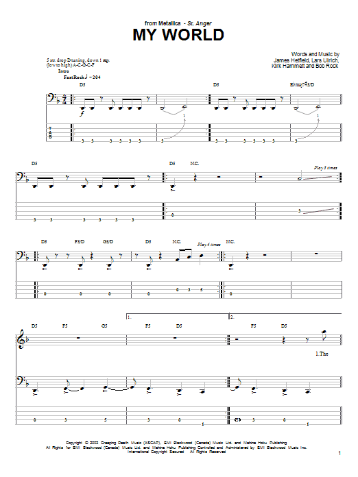 Produktgalerie: Seite 1 von 1 My World, Metallica, E-Bass
