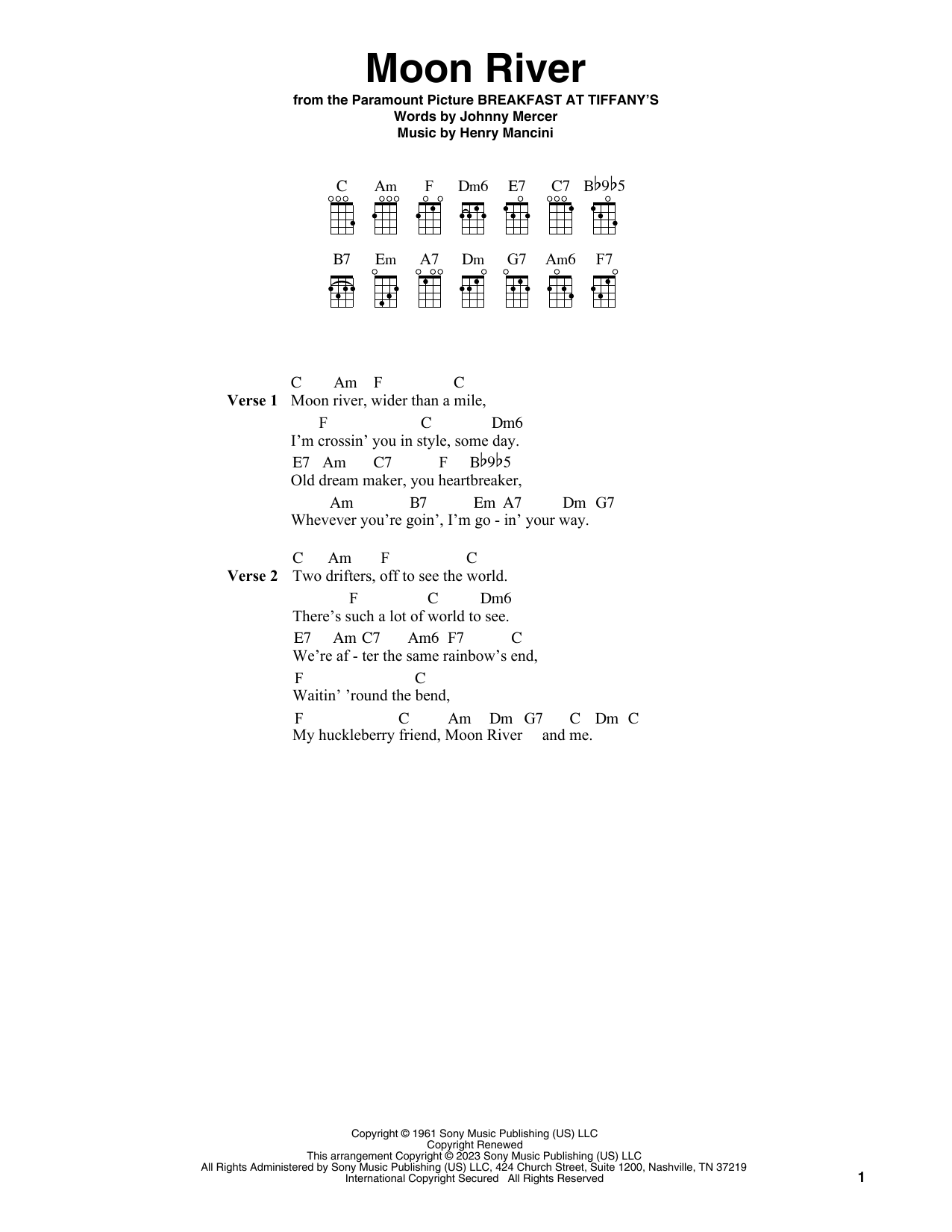 Product gallery: Page 1 of 1 Moon River (from Breakfast At Tiffany's), Henry Mancini