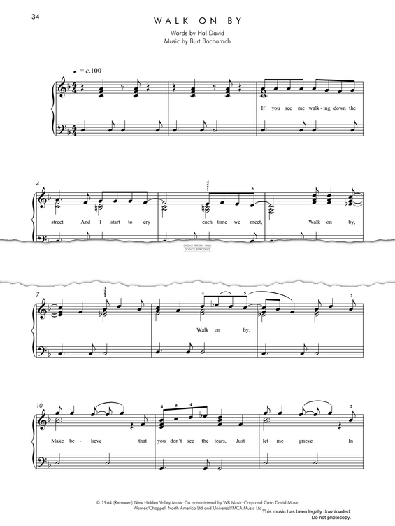 Produktgalerie: Seite 1 von 1 Walk On By, Burt Bacharach, Klavier