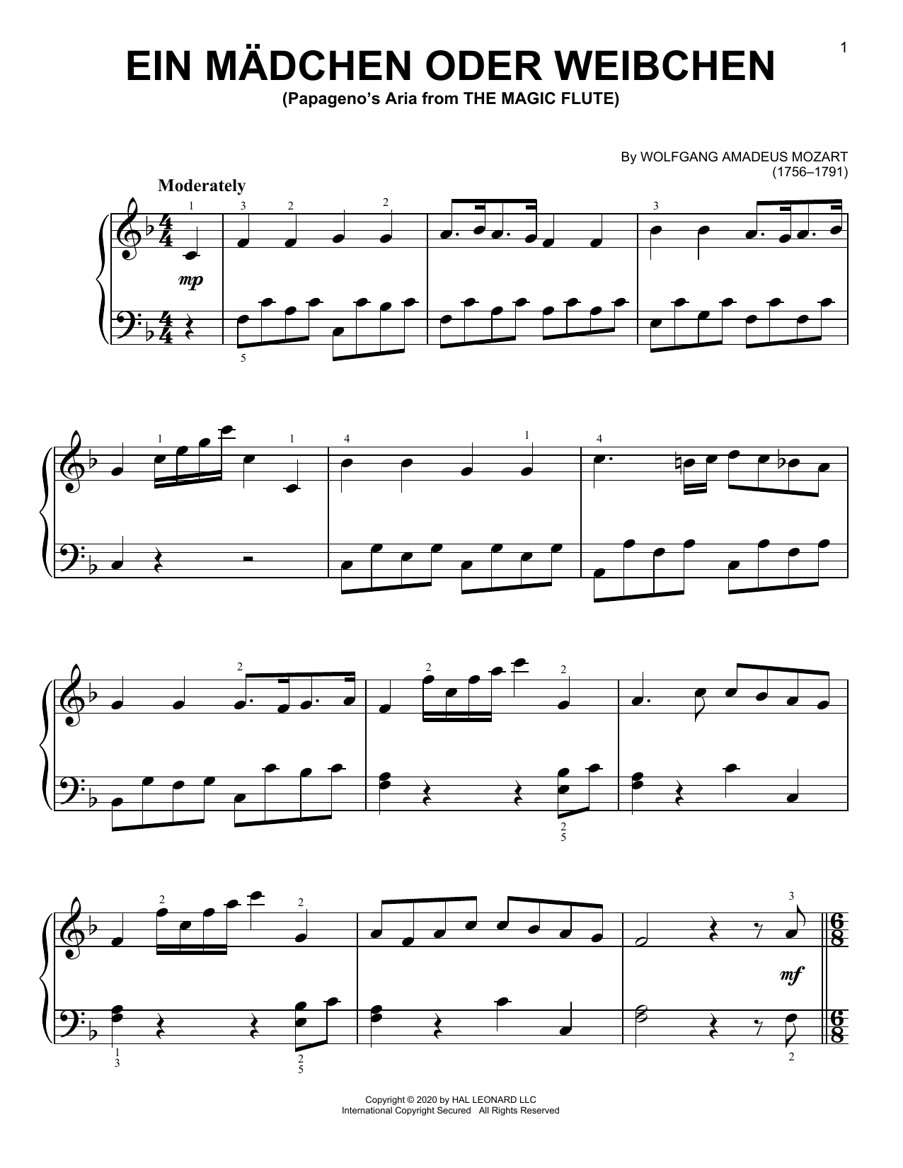 Produktgalerie: Seite 1 von 1 Ein Madchen Oder Weibchen, Wolfgang Amadeus Mozart, Klavier