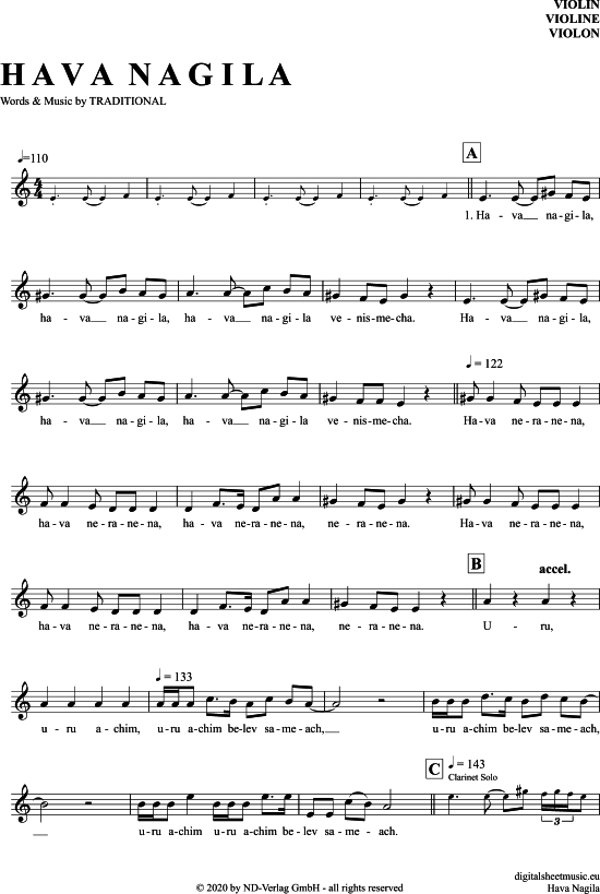 Product gallery: Page 1 of 4 Hava Nagila , , (violin)