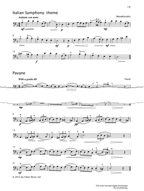 Produktgalerie: Seite 1 von 1 Theme (from 'The Italian Symphony'), Felix Mendelssohn, Violoncello