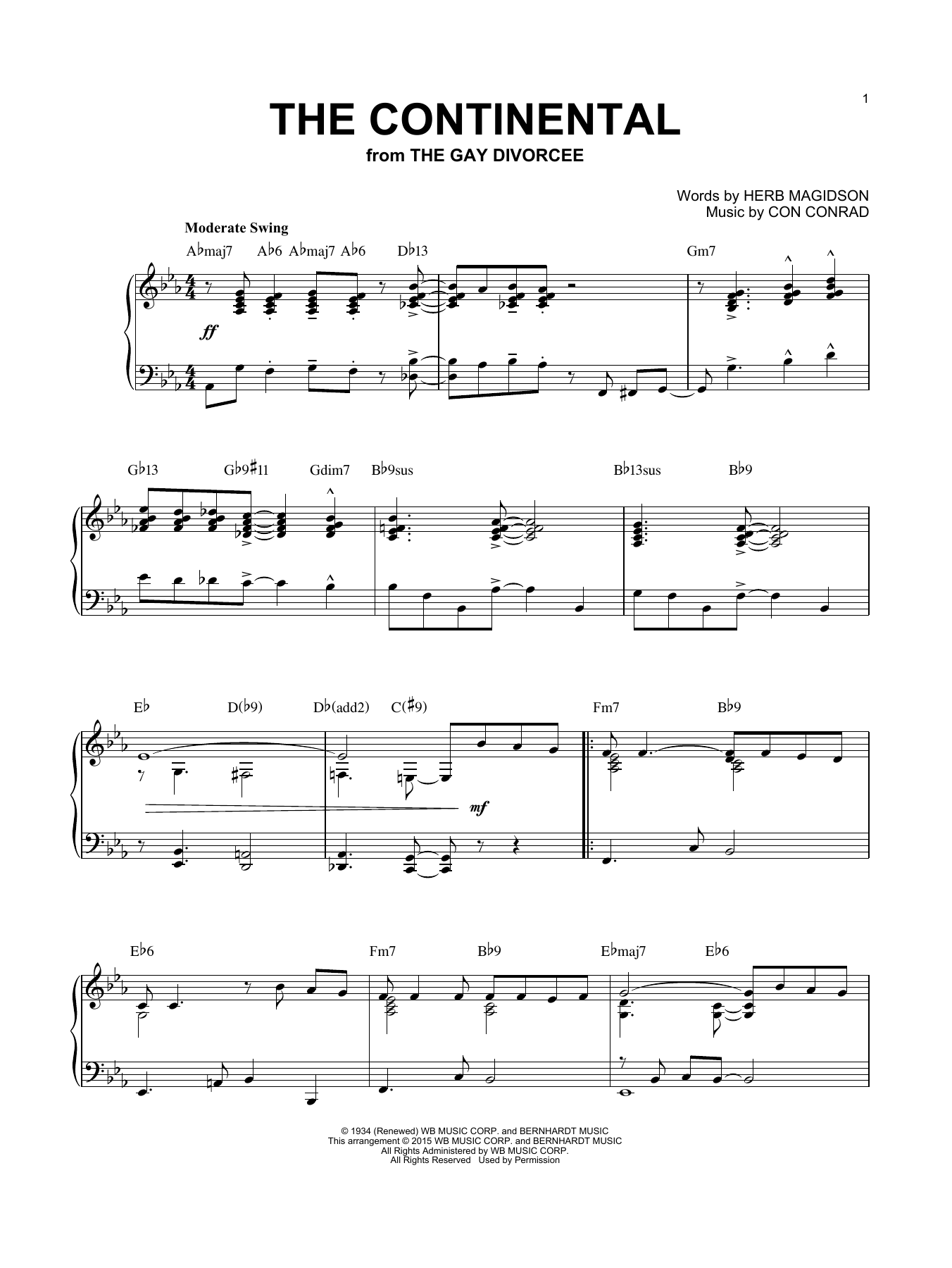 Product gallery: Page 1 of 1 The Continental [Jazz version] (arr. Brent Edstrom), Con Conrad