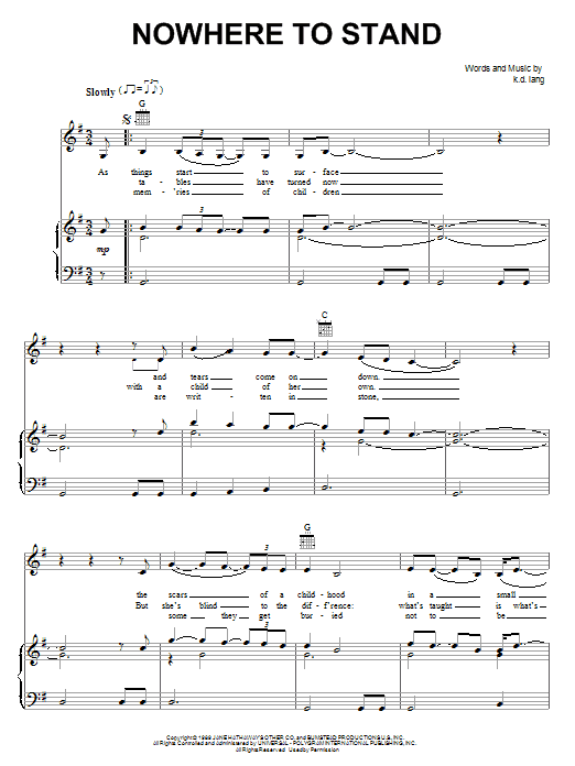 Produktgalerie: Seite 1 von 1 Nowhere To Stand, k.d. lang, Gesang, Gitarre, Klavier