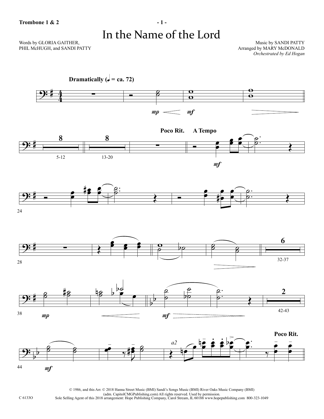 Product picture to: In The Name Of The Lord - Trombone 1 & 2