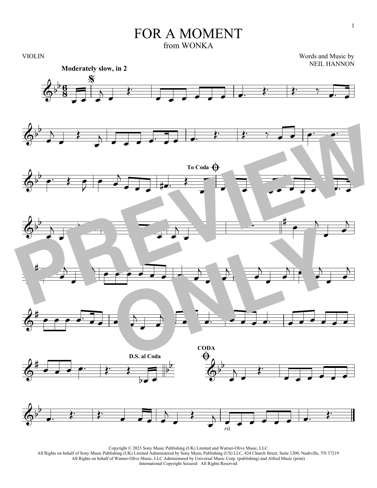 Product gallery: Page 1 of 1 For A Moment (from Wonka), Neil Hannon