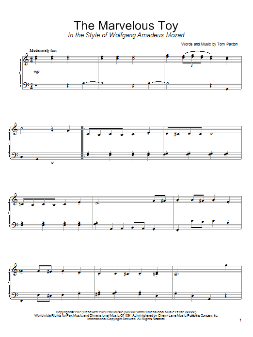 Product picture to: The Marvelous Toy (in the style of Mozart) (arr. David Pearl)