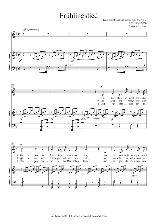 Product picture to: Frühlingslied  Mendelssohn, Op. 34, No. 3