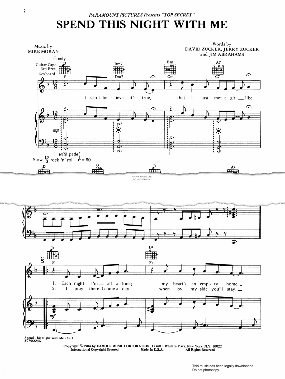 Produktbild zu: Spend This Night With Me (from 'Top Secret')