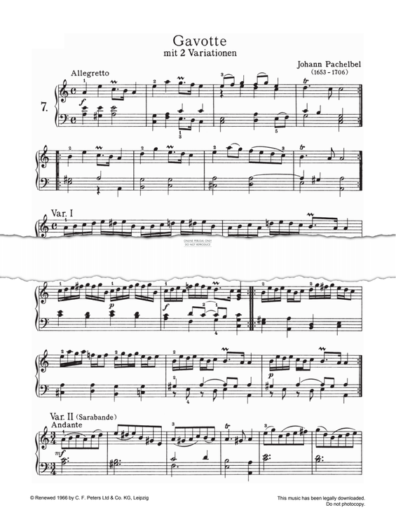 Produktgalerie: Seite 1 von 1 Gavotte mit 2 Variationen, Johann Pachelbel, Klavier