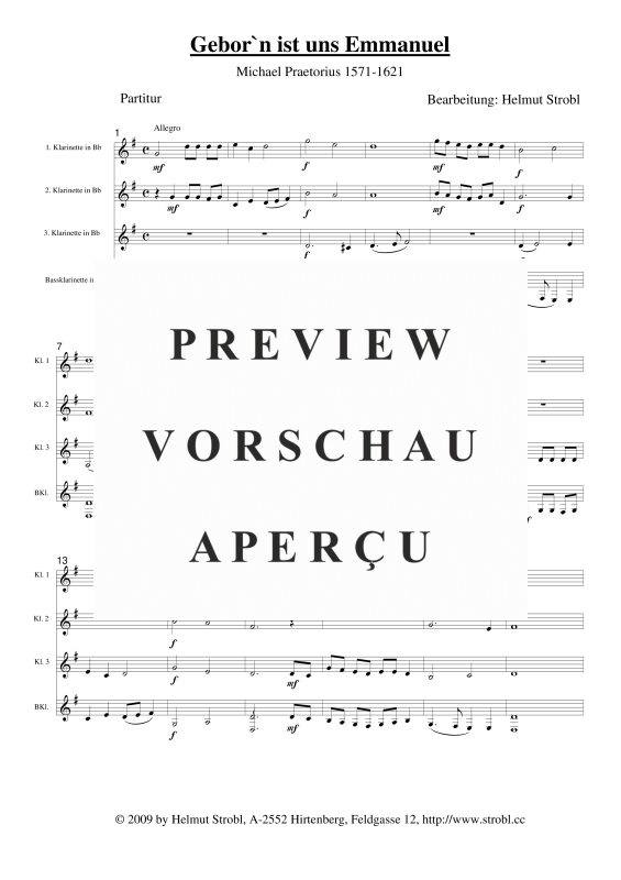 gallery: Geborn ist uns Emmanuel, , Klarinettenquartett