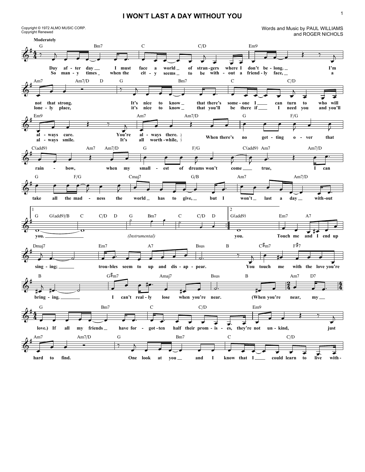 Produktgalerie: Seite 1 von 1 I Won't Last A Day Without You, Carpenters, Melodieinstrument