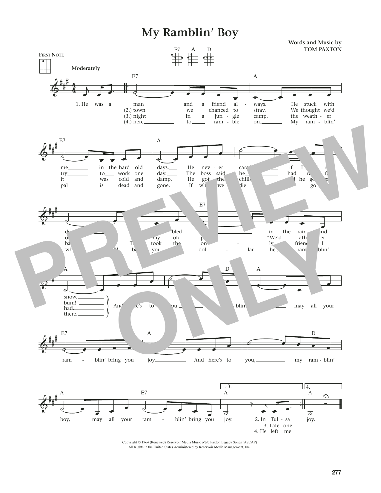 Produktgalerie: Seite 1 von 1 My Ramblin' Boy (from The Daily Ukulele) (arr. Jim Beloff), Tom Paxton, Ukulele