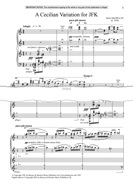 Produktgalerie: Seite 1 von 1 A Cecilian Variation For JFK, James MacMillan, Klavier
