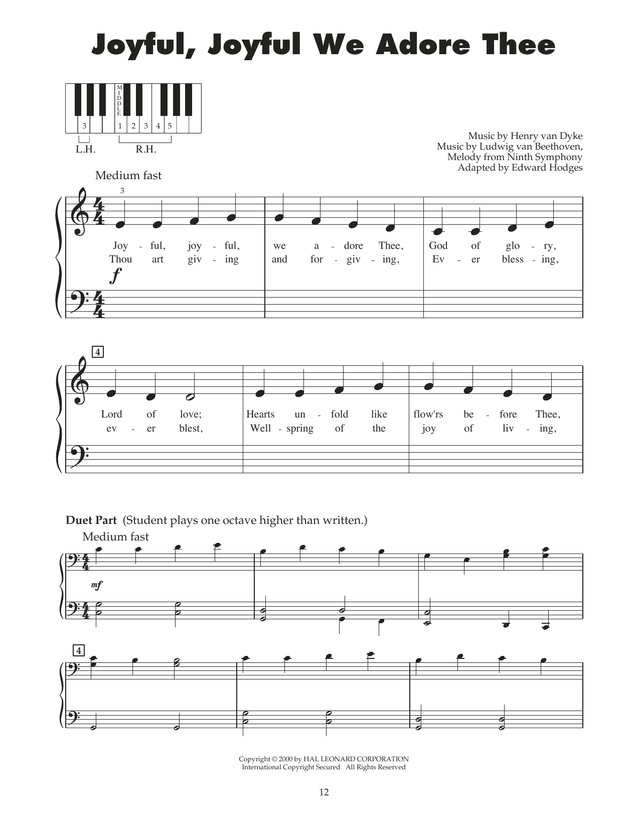 Product gallery: Page 1 of 1 Joyful, Joyful, We Adore Thee (arr. Carol Klose), Ludwig Van Beethoven