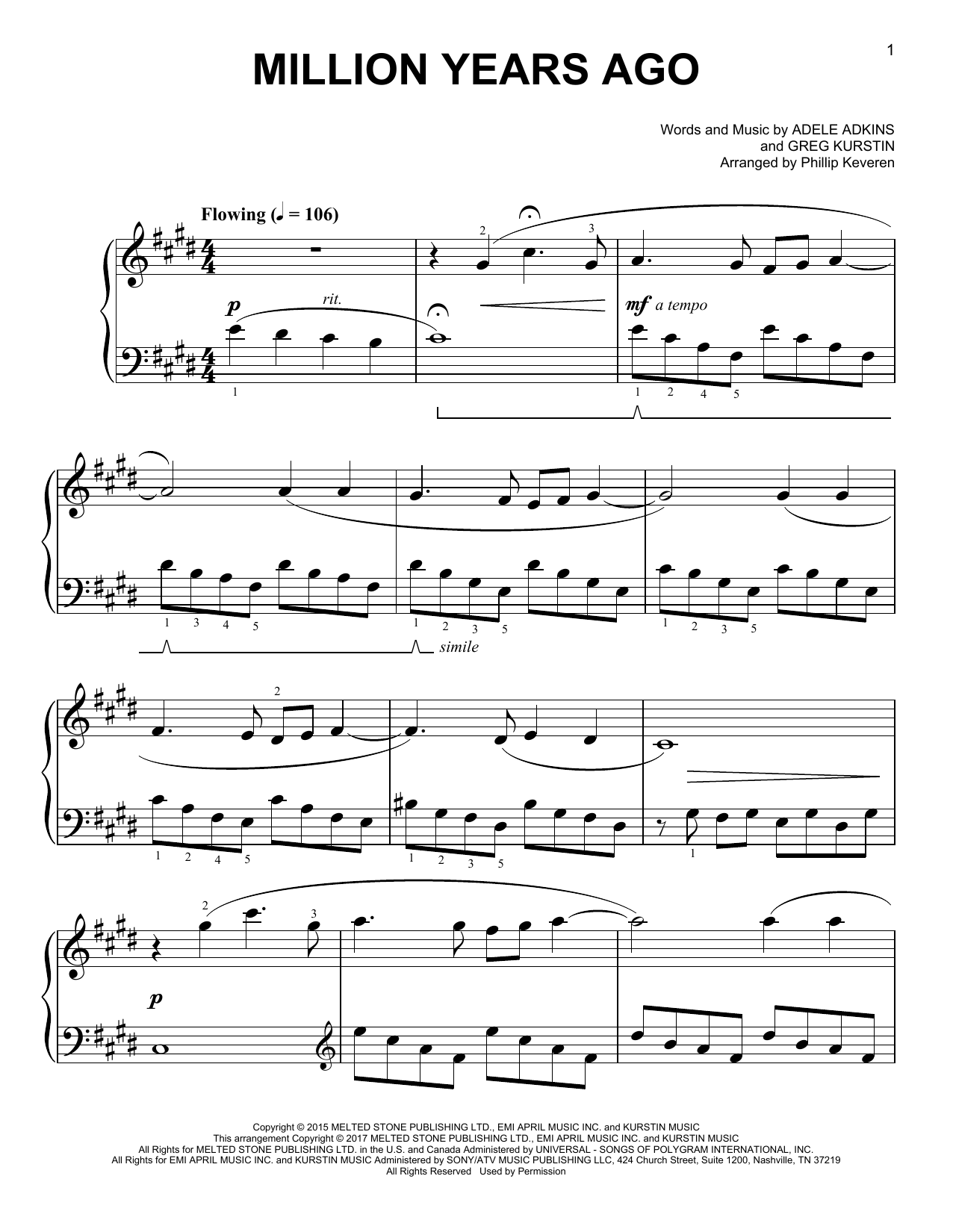 Produktbild zu: Million Years Ago [Classical version] (arr. Phillip Keveren)