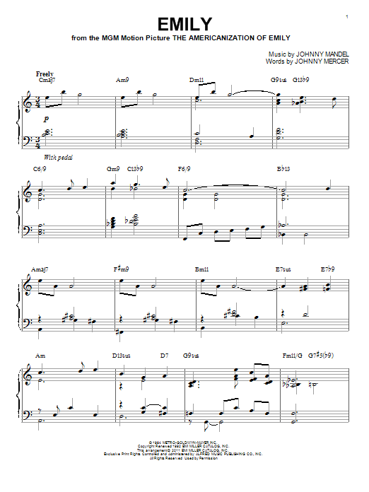 Product gallery: Page 1 of 1 Emily [Jazz version] (arr. Brent Edstrom), Bill Evans