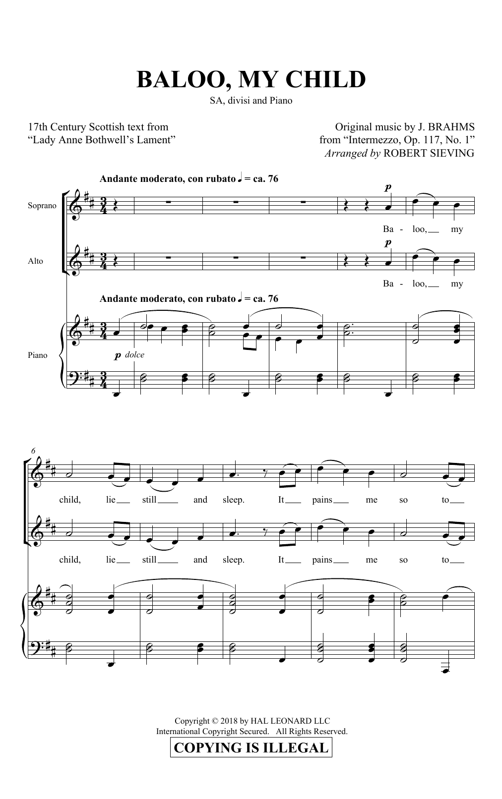 Produktbild zu: Baloo, My Child (arr. Robert Sieving)
