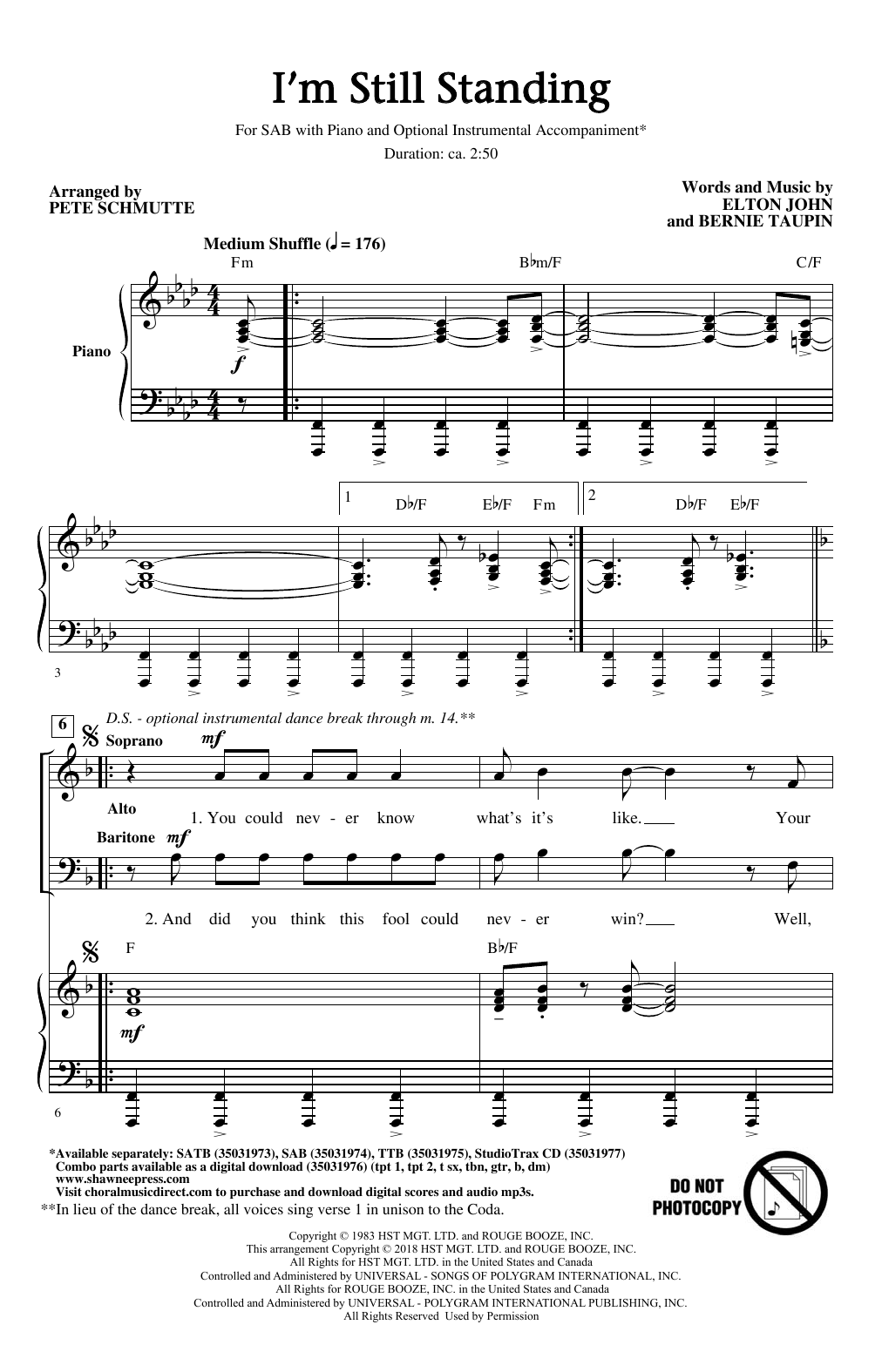 Produktgalerie: Seite 1 von 1 I'm Still Standing (arr. Pete Schmutte), Elton John, Chor