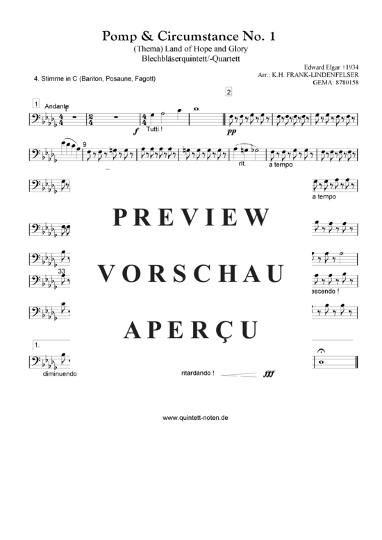 Produktgalerie: Seite 16 von 20 Thema aus Pomp and Circumstance No. 1 Quintett, variable Besetzung, , 