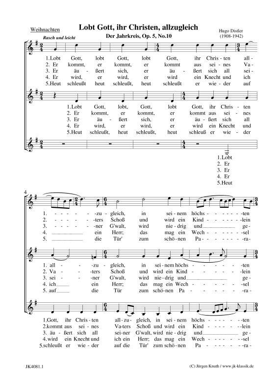 gallery: Lobt Gott, ihr Christen, allzugleich (Der Jahrkreis, Op.5 No.10), , Frauenchor