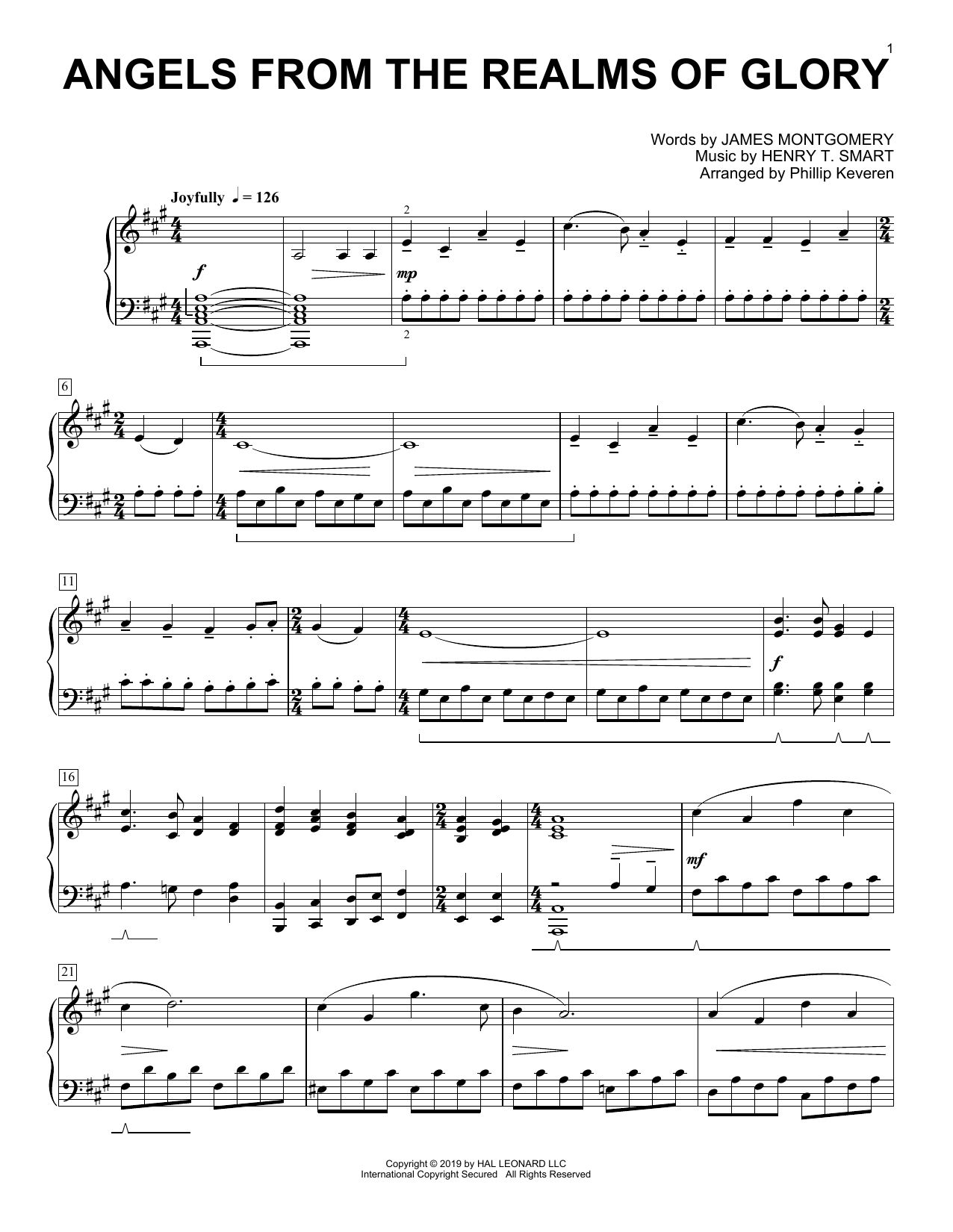 Product picture to: Angels From The Realms Of Glory [Classical version] (arr. Phillip Keveren)
