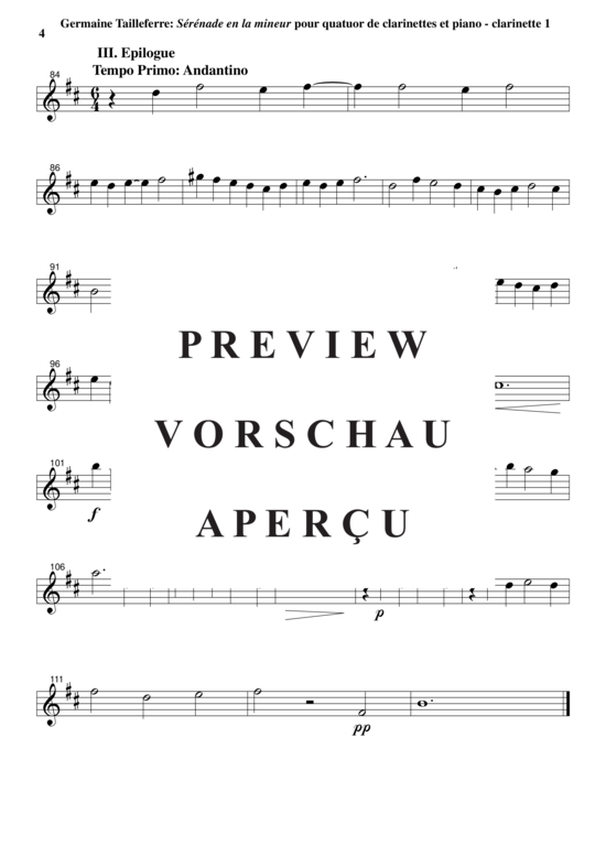 Product gallery: Page 16 of 21 Sérénade en La Mineur , , (Quintet for 3x clarinet in Bb, bass clarinet + piano)