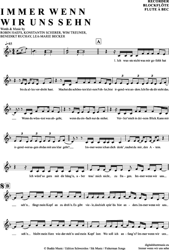 Product gallery: Page 1 of 4 Immer Wenn Wir Uns Sehn , LEA und Cyril, (recorder)